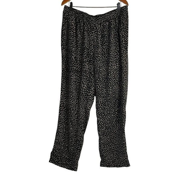 Catherines Lightweight Pants 1X Tan and Black Spotted Elastic Waist Pockets Thin - Picture 1 of 6